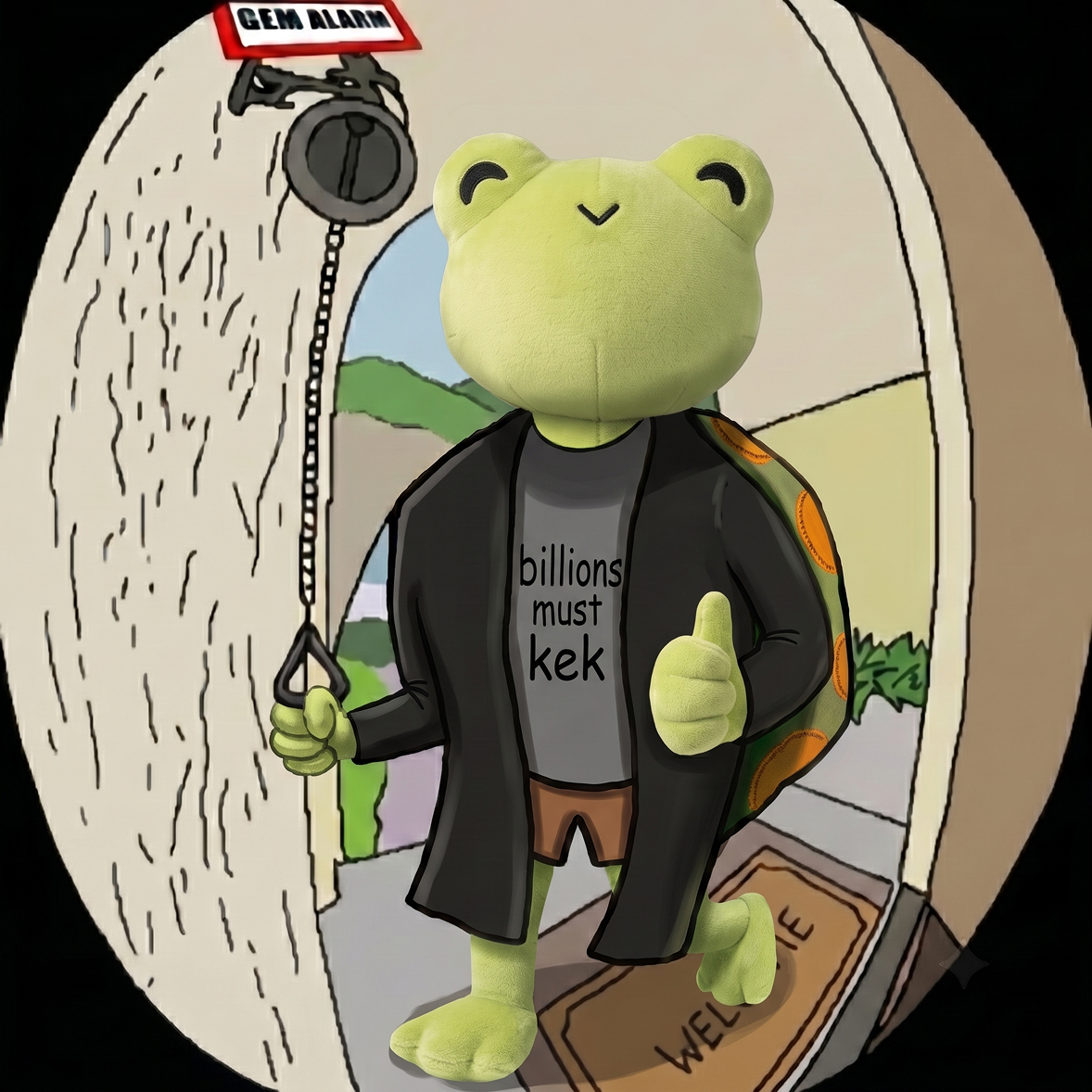 Kek plushie ringing the gem alarm, billions must kek