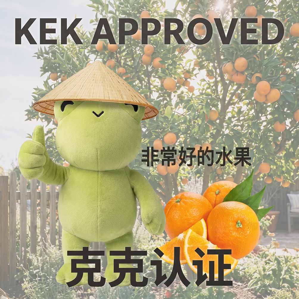 Kek approving a harvest of very good oranges